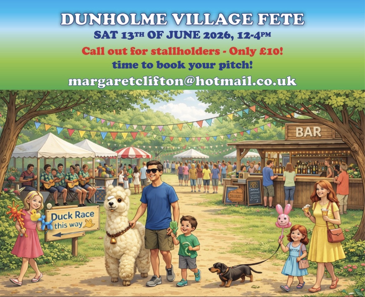 poster advertising 2026 Dunholme Village Fete - call for Stallholders