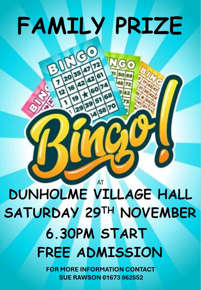 poster advertising Bingo night 29th November 2025