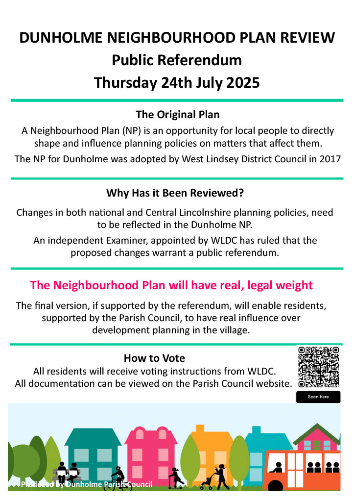 Dunholme Neighbourhood Plan Review - Poster advertising the Referendum